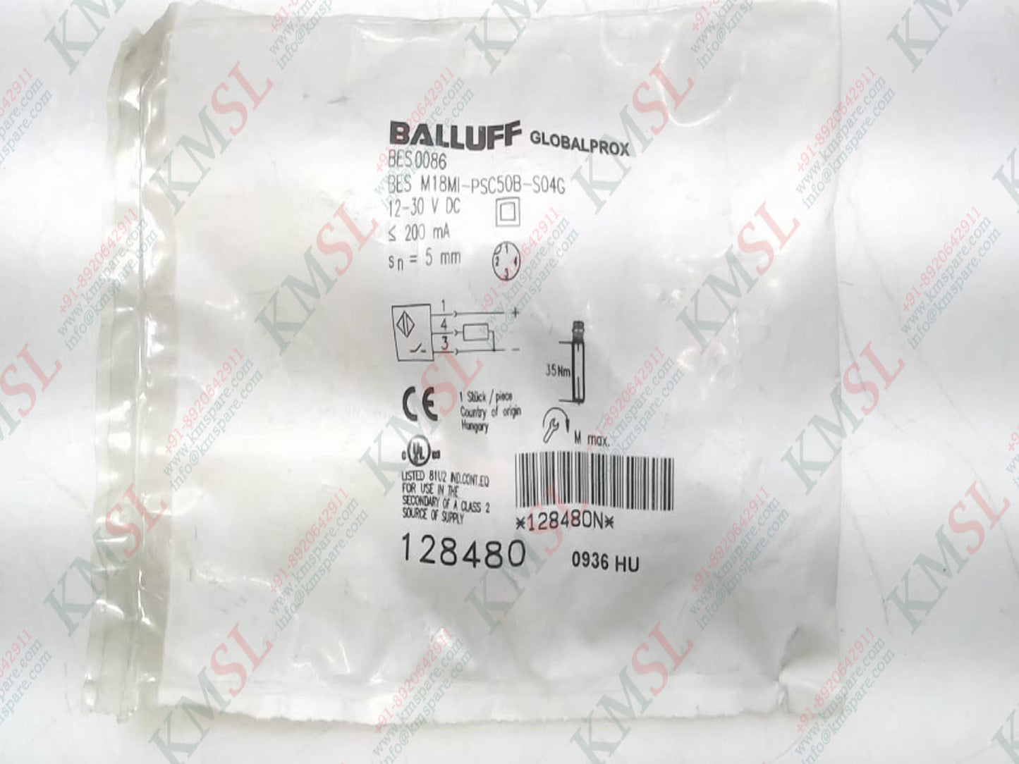 Balluff Inductive Sensor, M18MI-PSC50B-S04G