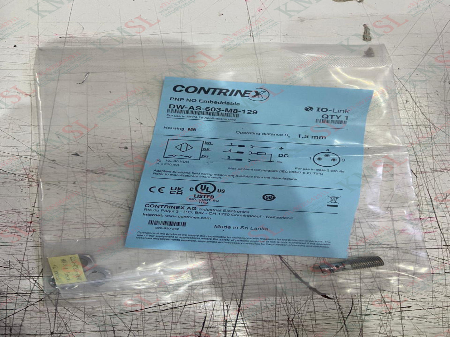 DW-AS-603-M8-129 Contrinex Inductive Proximity Sensor | KMSPARE LINK PVT LTD