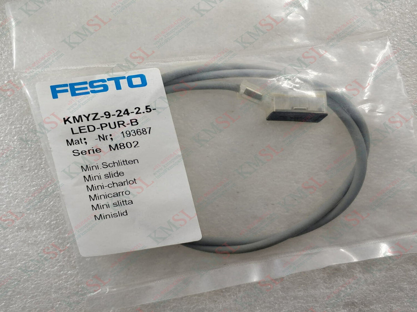 5-LED-PUR-B 193687 FESTO, FESTO Socket Cable, KMYZ-9-24-2