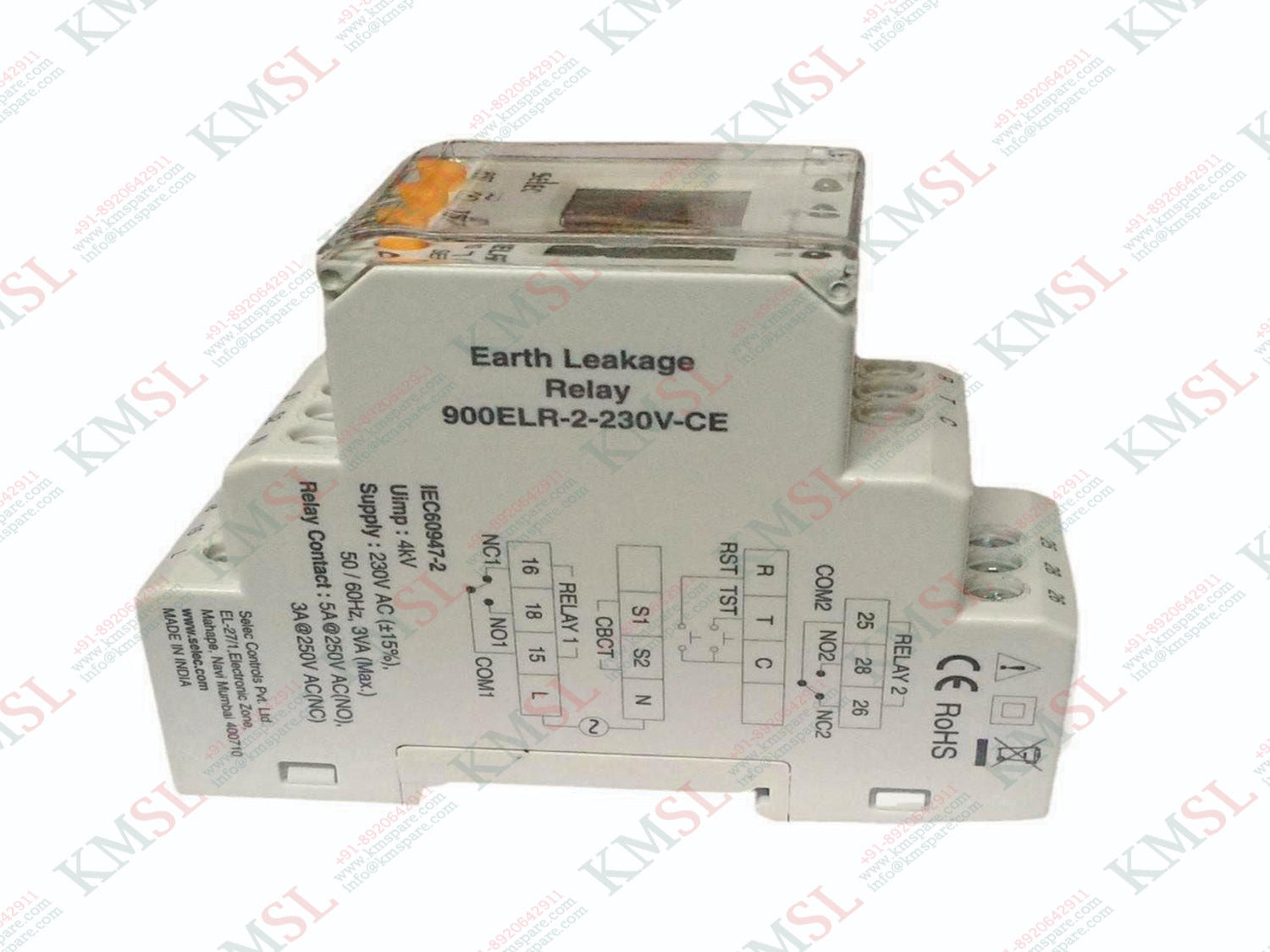 900ELR-2-230V-CE Selec Earth Leakage Relay – Industrial Safety | KMSPARE