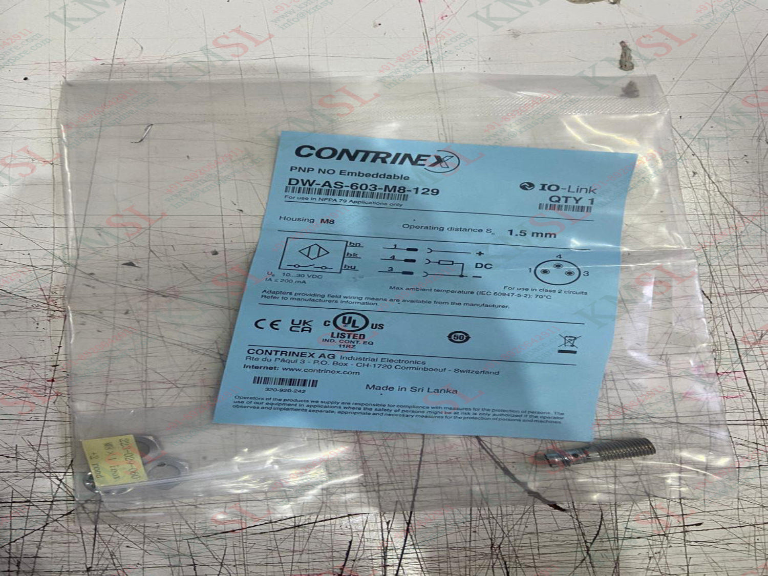 Contrinex Inductive Proximity Sensor, DW-AS-603-M8-129 Contrinex