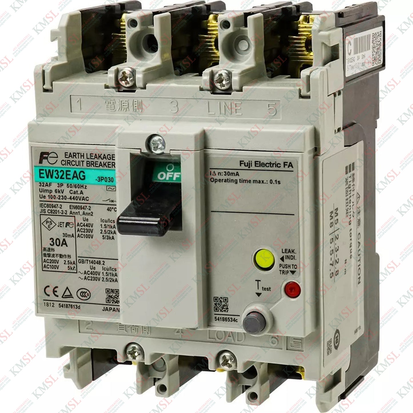 FUJI EW32EAG-3P030 3-Pole Earth-Leakage Circuit Breaker