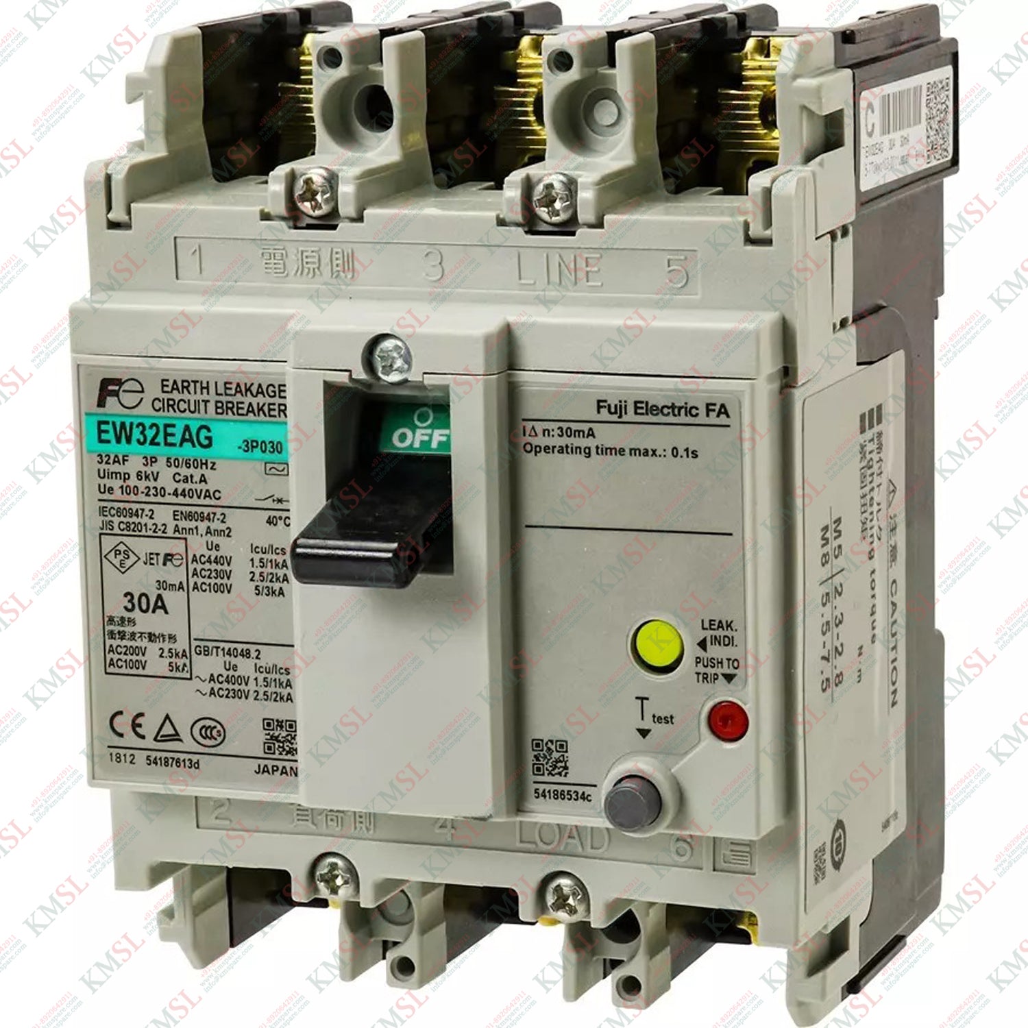 FUJI EW32EAG-3P030 3-Pole Earth-Leakage Circuit Breaker