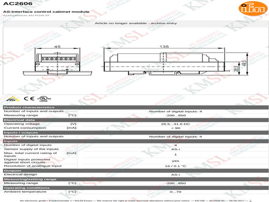 AC2606 IFM, IFM AS-Interface Module